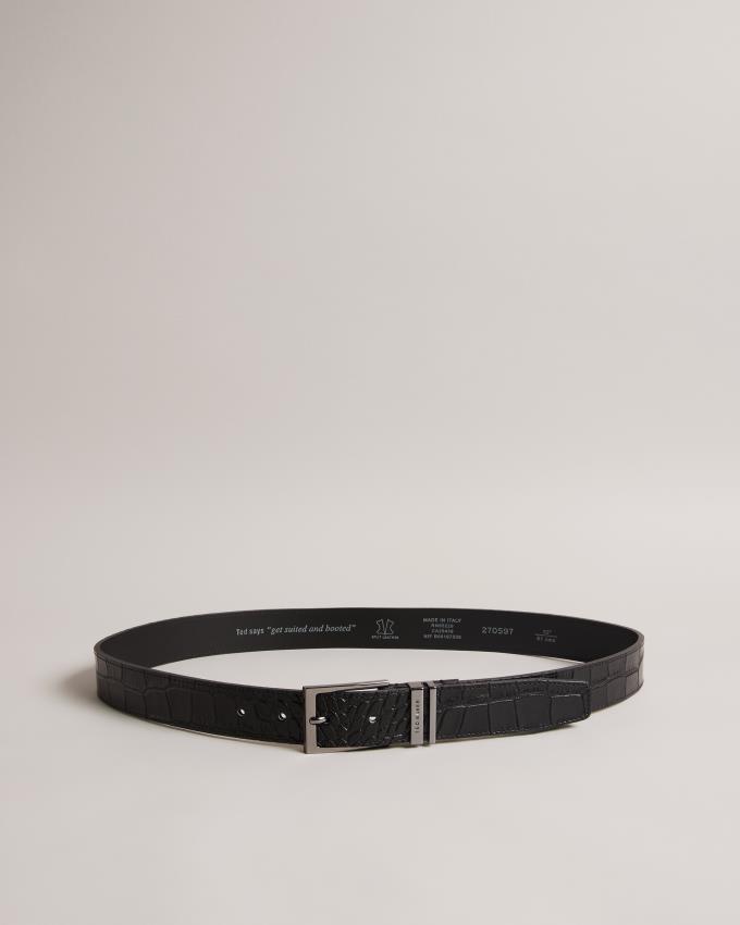 Ceinture Ted Baker Croc Effect Leather Noir Homme | VVM-31677178